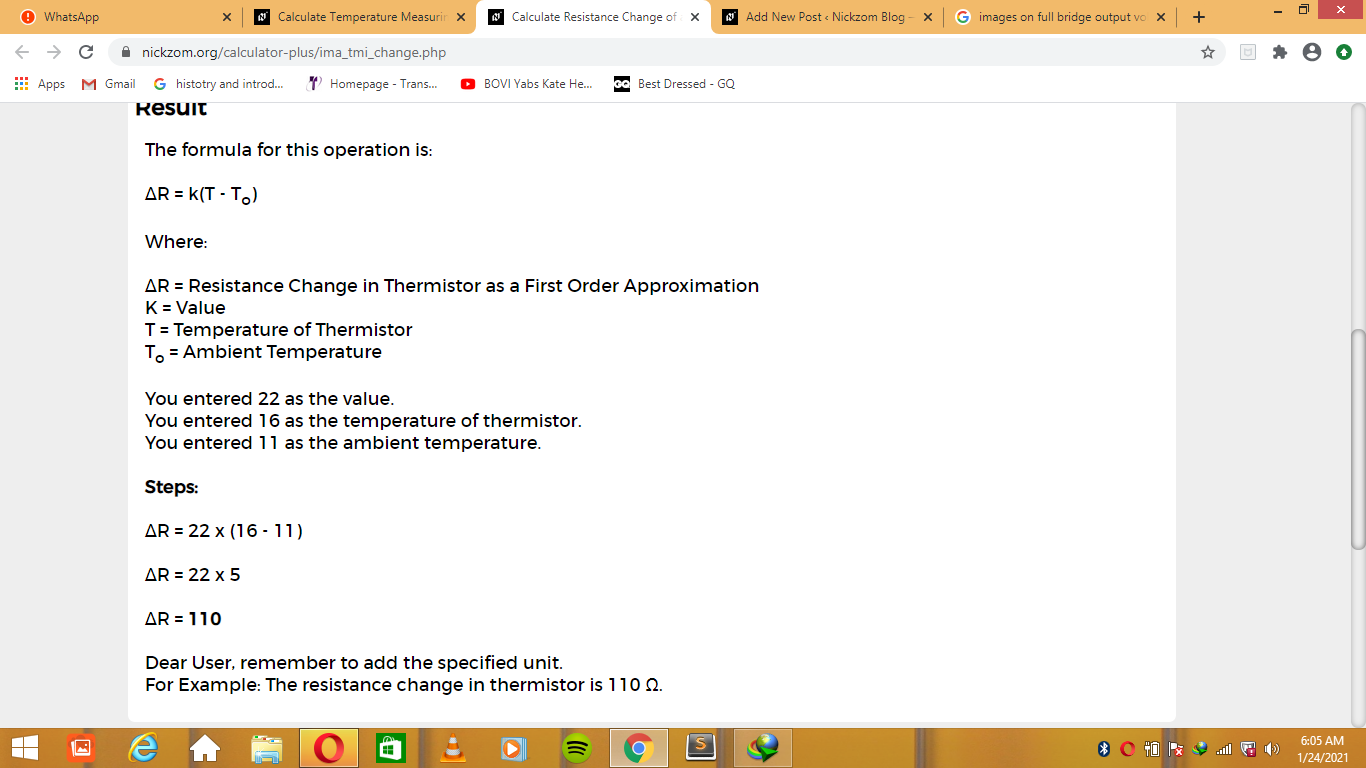 How to Calculate and Solve for Resistance Change of Thermistor as a First Order Approximation | Temperature Measuring Instruments