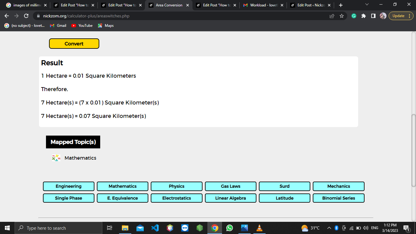 How To Convert Hectares To Square Kilometers Area Units