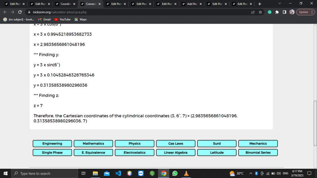 How to Convert Cylindrical to Cartesian Coordinate Units