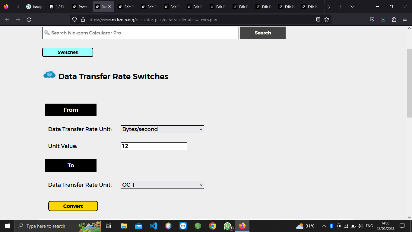 How to Convert Bytes/second to OC 1 | Data Transfer Rate Units