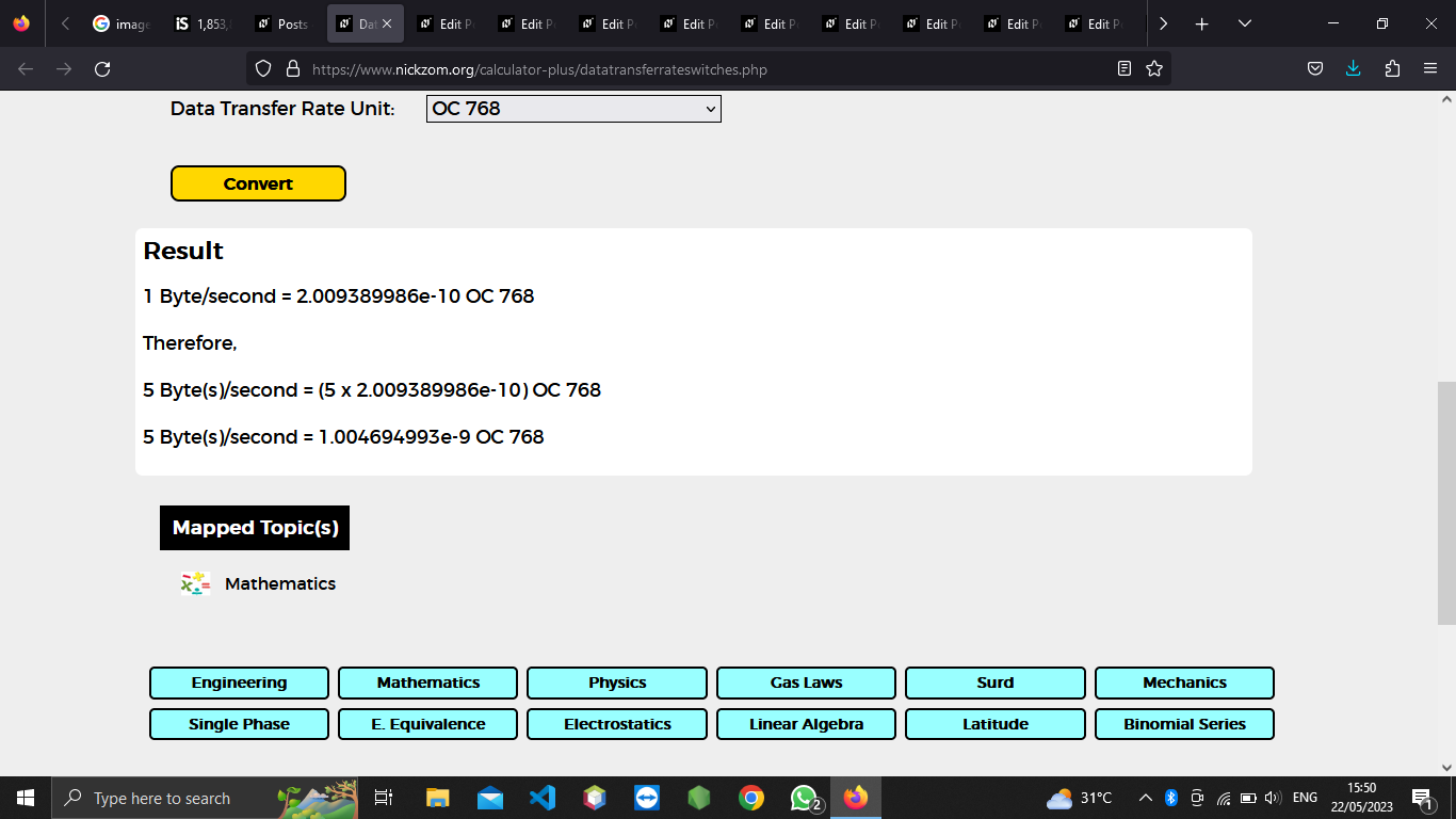 How to Convert Bytes/second to OC 768 | Data Transfer Rate Units