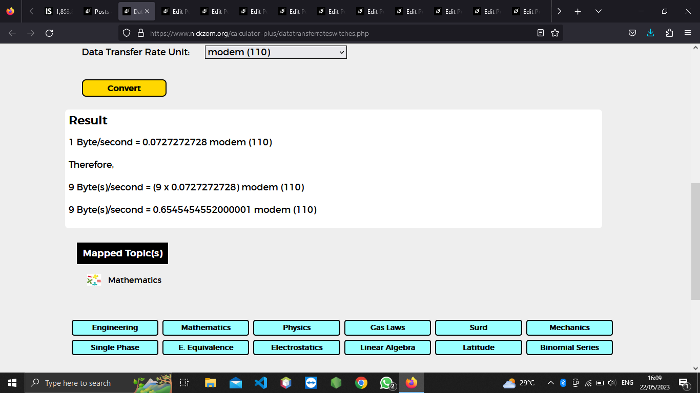 How to Convert Bytes/second to Modem (110) | Data Transfer Rate Units